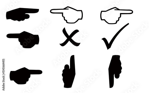 Hand gestures and check mark, cross mark in vector format