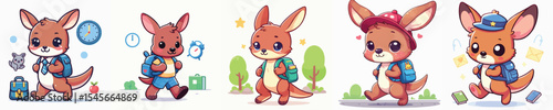 cute kangaroo vector going to school