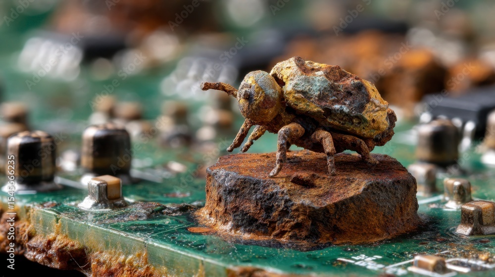 Obraz premium Macro Photography of Corroded Connection Point on Circuit Board