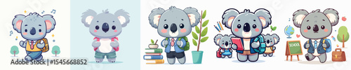 cute koala vector going to school