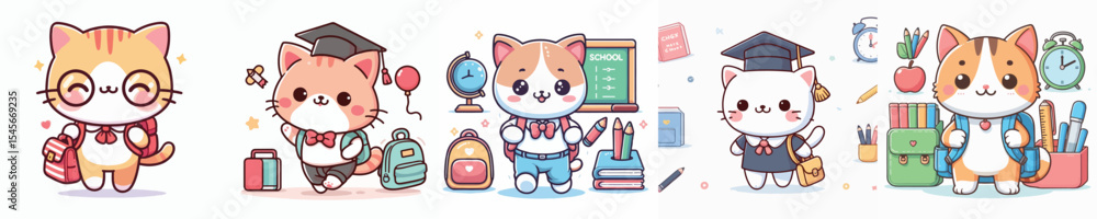 Naklejka premium cute cat vector going to school