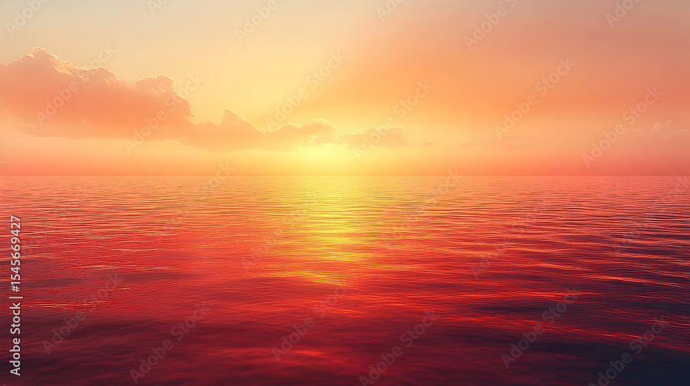 Fototapeta premium Ocean sunset calm water warm colors peaceful scene