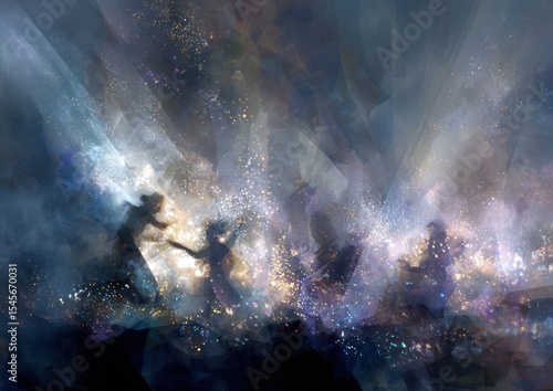 Wallpaper Mural Abstract depiction of a vibrant dance performance amidst shimmering lights and shadows Torontodigital.ca