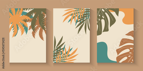 Set of abstact watercolor cards background vector. Minimal hand painted colorful drawing style,  botanical flowers texture. Design illustration for wedding, vip cover, poster, rsvp modern card, summer