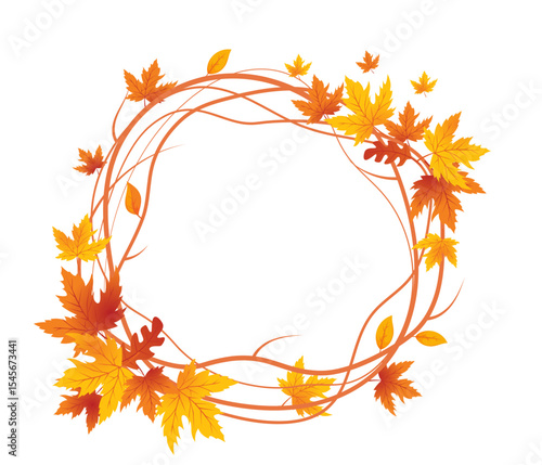 Autumn Leaves Background, Hand Drawn Flat Autumn Background, Maple Leaf Autumn Background