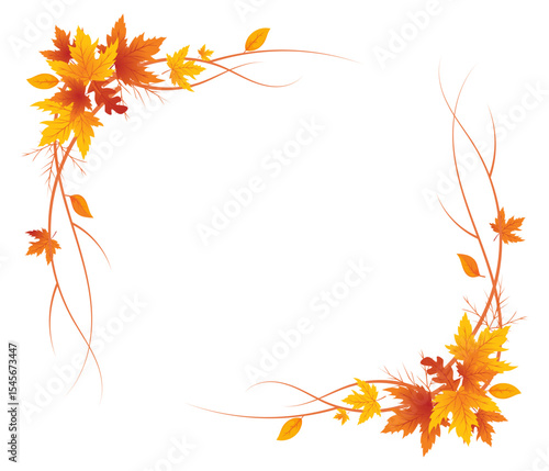 Autumn Leaves Background, Hand Drawn Flat Autumn Background, Maple Leaf Autumn Background