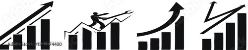 Growth Multiple Style Icon Set Vector