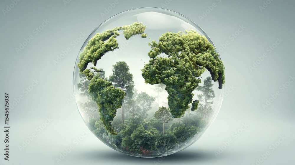 A transparent globe showcasing lush greenery and world maps depicting nature's beauty. A transparent globe showcasing lush greenery and world maps depicting nature's beauty.