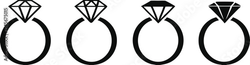 Diamond ring. Engagement ring. Vector 