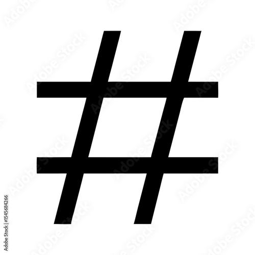 Hashtag symbol in bold black graphic design 