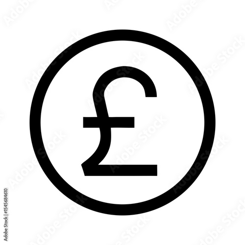 Pound sterling currency symbol in minimalist black design  