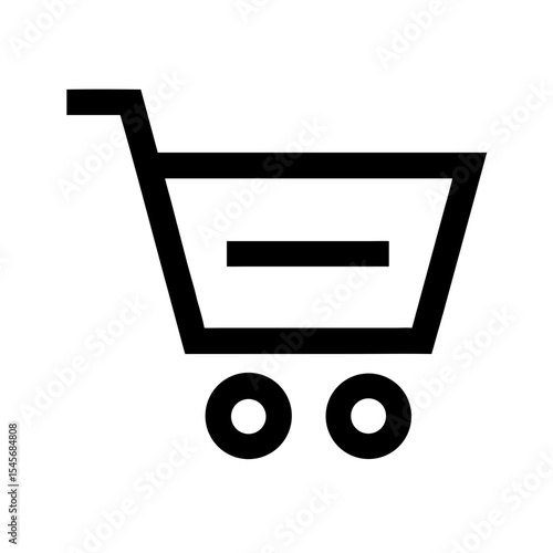 Shopping cart icon in minimalist design with black outline  