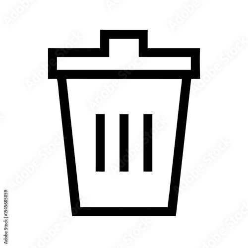 Trash bin icon in minimalistic style with linear design  