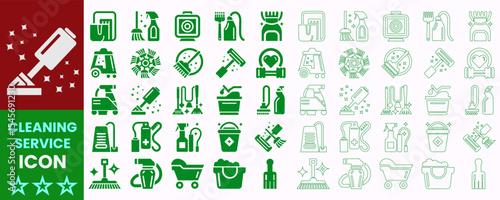 Cleaning service icon. Icon on maid, brush, vacuum cleaner, hygiene, laundry, domestic life, washing mashing and many more. Vector cleaning service Icon