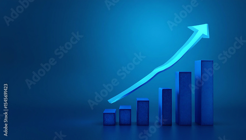 Free Download Ascending Blue Bar Graph with Arrow Symbolizing Positive Growth - GFXLoad