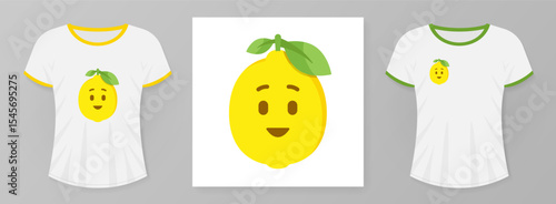 Lemon vector print on t-shirt with mockup