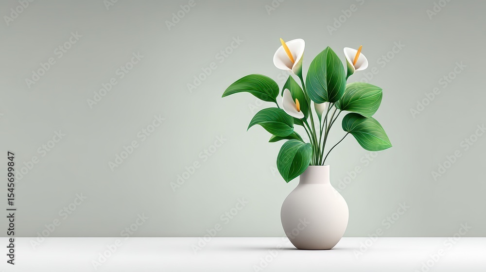 Stunning Illustrative Digital Art of a Vase with a White Flower Capturing Abstract Surrealism and Modern Botanical Curves Stunning Illustrative Digital Art of a Vase with a White Flower Capturing Abstract Surrealism and Modern Botanical Curves
