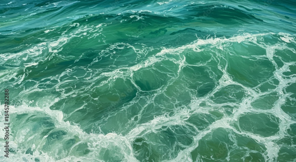 Obraz premium Ocean Waves Texture Green Blue Water Surface