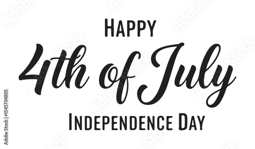Happy 4th of July Independence Day Calligraphy Text Graphic
