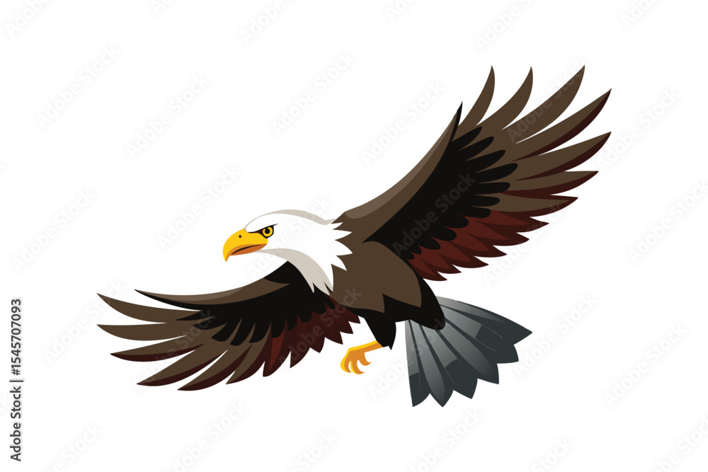 Obraz premium flying bald eagle vector white background