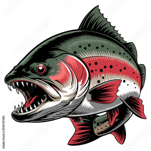Red fish vector illustration on white background, ideal for seafood, marine, or freshwater design.