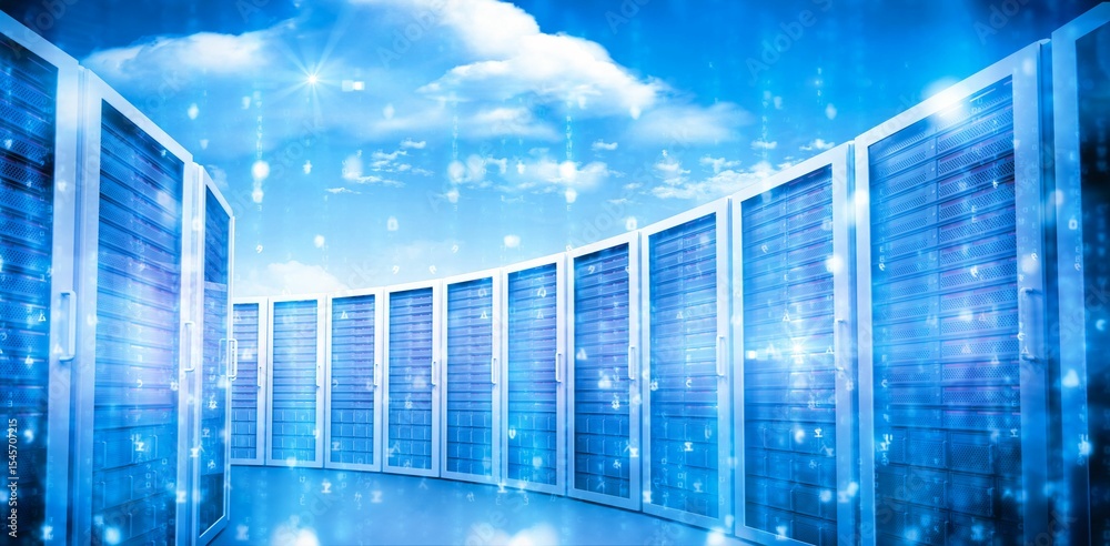 Naklejka premium Digital composite of blue network server