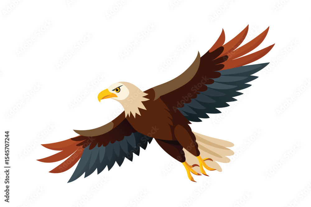 Obraz premium flying bald eagle vector white background
