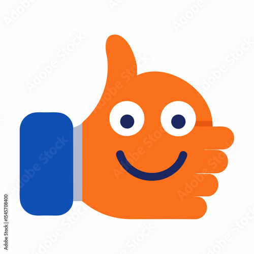 Thumbs up emoticon on white background 