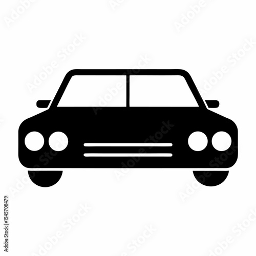 Vector black car road icon on white background 