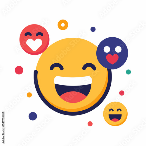 Vector Emoji Set with Different Reactions for Social Network Isolated on White Background. Modern Emoticons Collection in Flat Style Design 