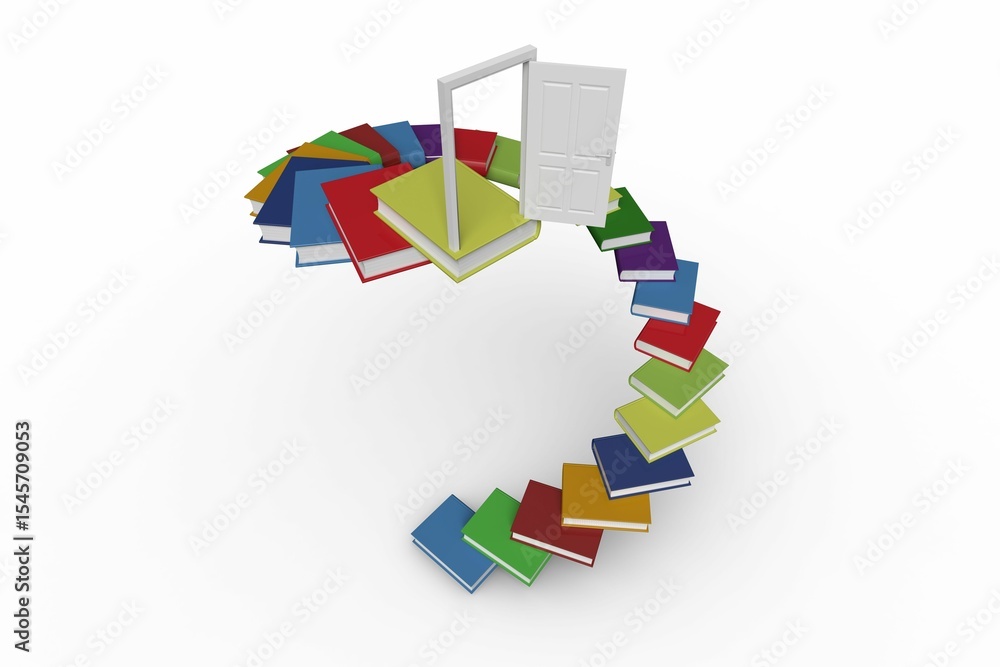 Obraz premium Steps made out of books with an open door
