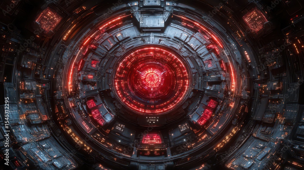 Obraz premium Cyberpunk Core: Futuristic Red Glow