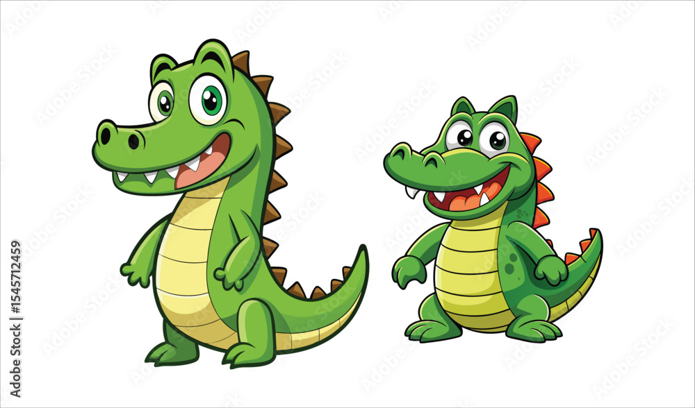 Fototapeta premium Two cute cartoon crocodiles illustration
