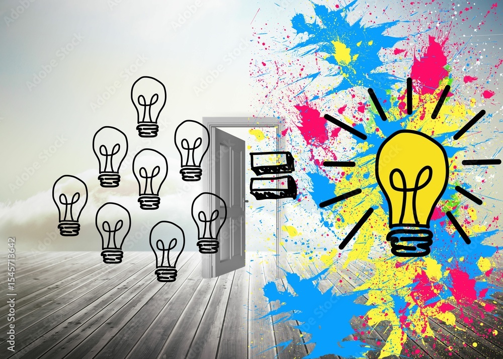 Naklejka premium Doorway standing on floorboards