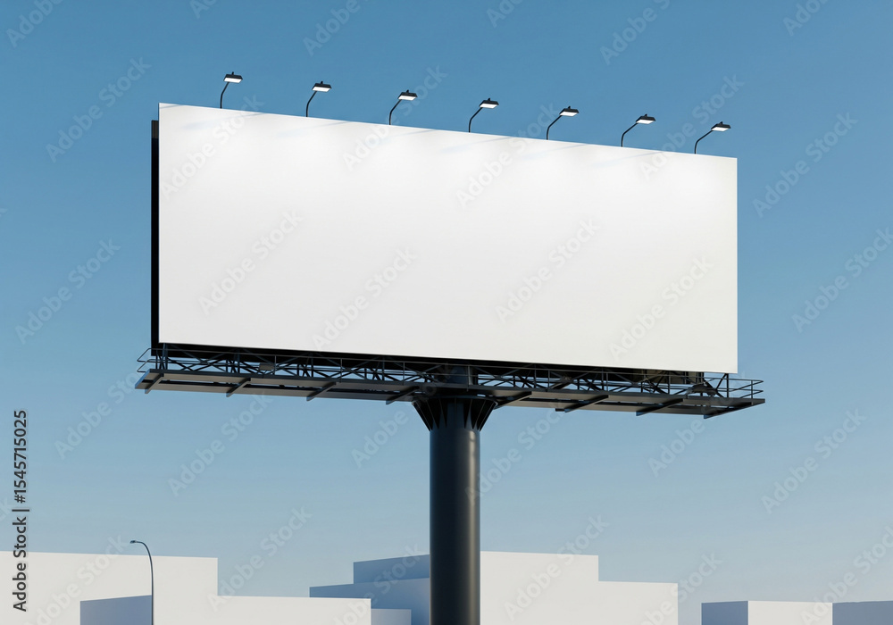 Obraz premium Large Blank Billboard Mockup Against a Clear Blue Sky