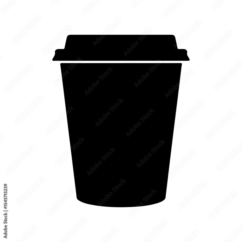 Disposable coffee cup silhouette icon vector flat design on white background Disposable coffee cup silhouette icon vector flat design on white background