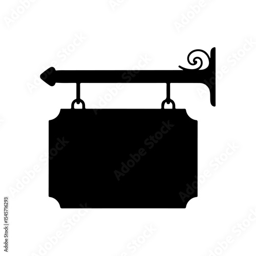 Hanging signage silhouette icon vector flat design on white background