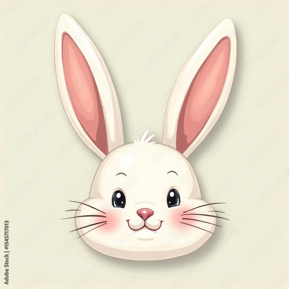 Fototapeta premium Cute white rabbit face illustration.