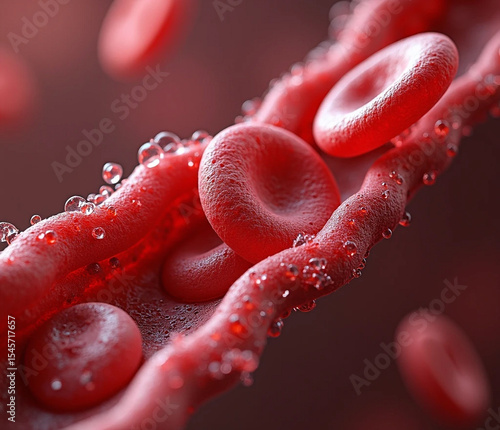 Bloodstream Unveiled: A vibrant close-up presents the intricacies of the circulatory system. Red blood cells flow within a blood vessel, hinting at the very essence of life.