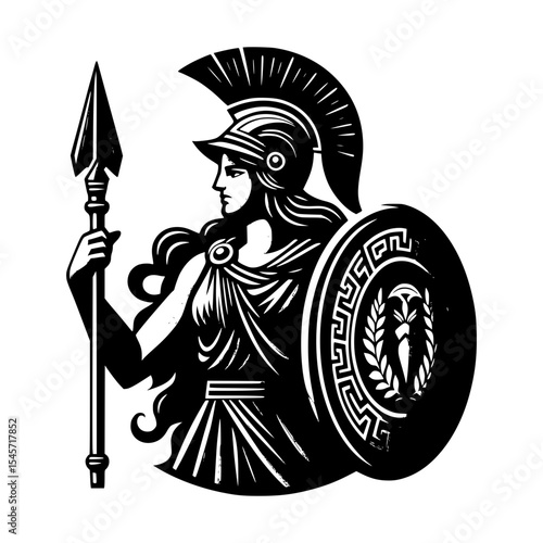 Amazon warrior woman with spear and shield