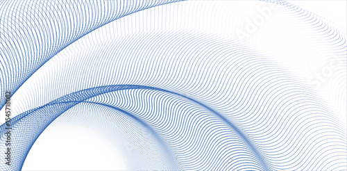 particle waves in a halftone gradient, forming a flowing dot curve against a pastel blue backdrop, embodying technology, sound, music, and modern aesthetics