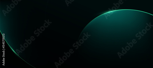 Abstract teal green glow curve lines on dark background