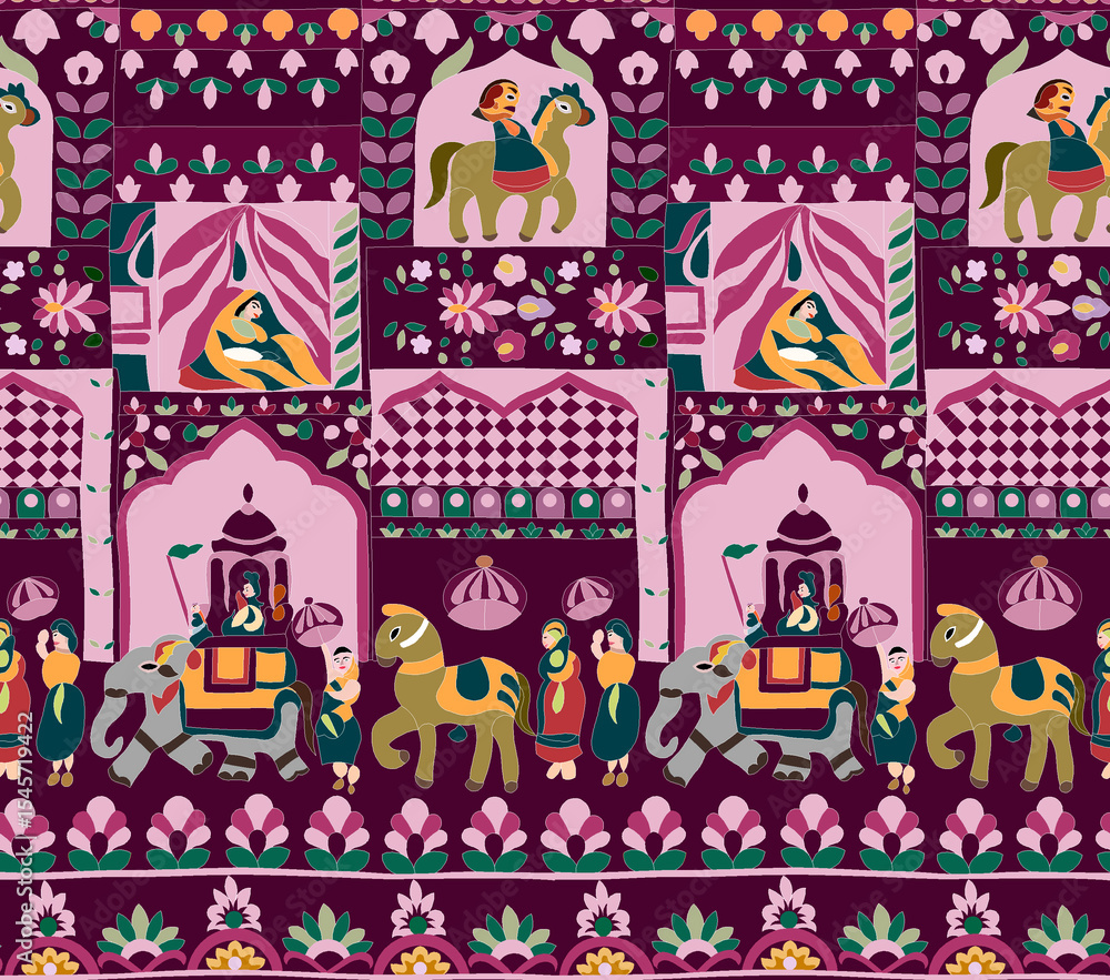 Fototapeta premium handmade mughal and geometric shape patternart 