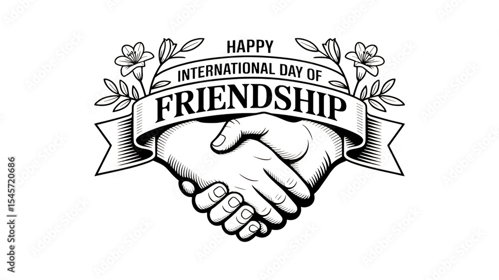 © MDSAJIB - Happy international day of friendship handshake design isolated on transparent background © MDSAJIB - Happy international day of friendship handshake design isolated on transparent background