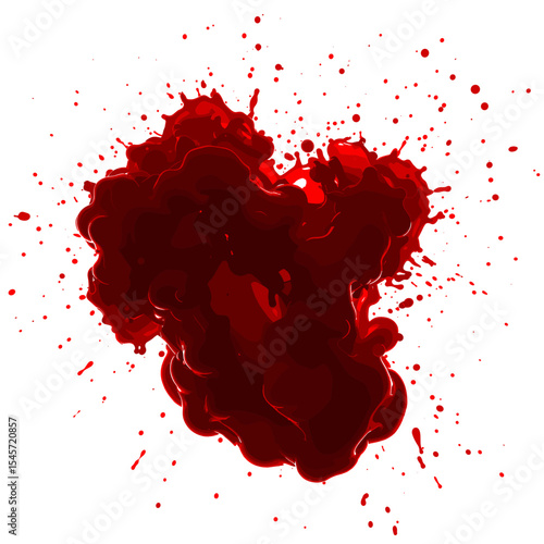 Abstract Red Blood Splatter on White Background