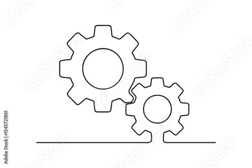 Gear Settings continuous one line drawing minimalism design