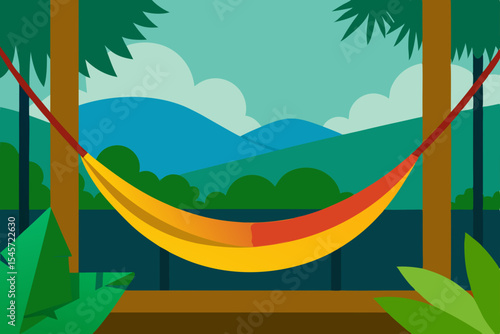 Relaxing Hammock Scene Tropical Getaway Dreams