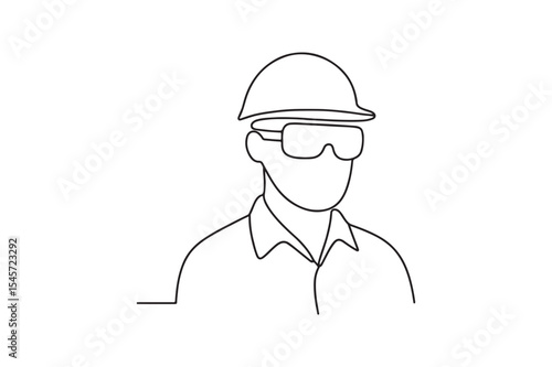 Worker with Goggles continuous one line drawing minimalism design