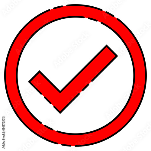 おしゃれなチェックマーク 破線 丸型 ベクターデータ チラシ・Web・動画素材 レッド