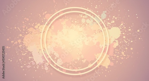 Elegant pastel-toned background with concentric circles and paint splatters.